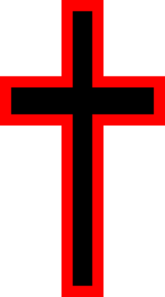 Simple Black Cross With Red Outline Clip Art - vector ...