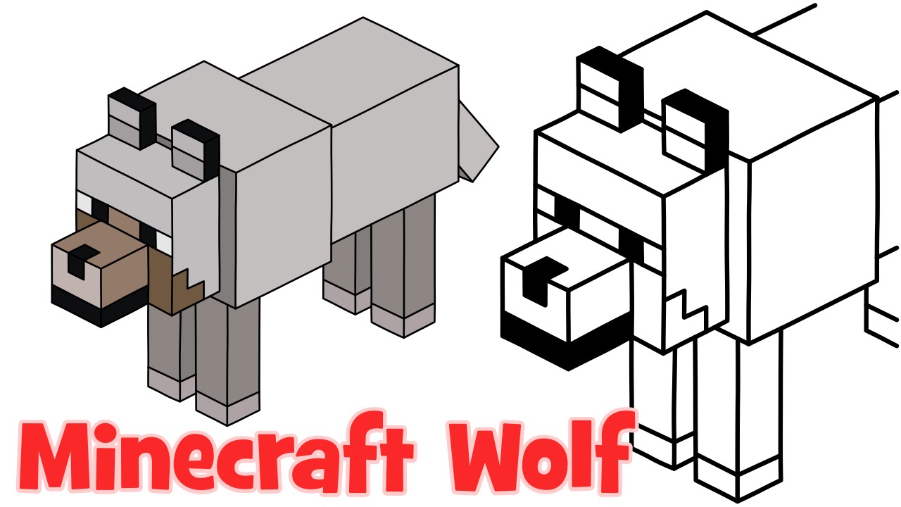 How to draw Minecraft Wolf step by step easy drawing for kids and ...