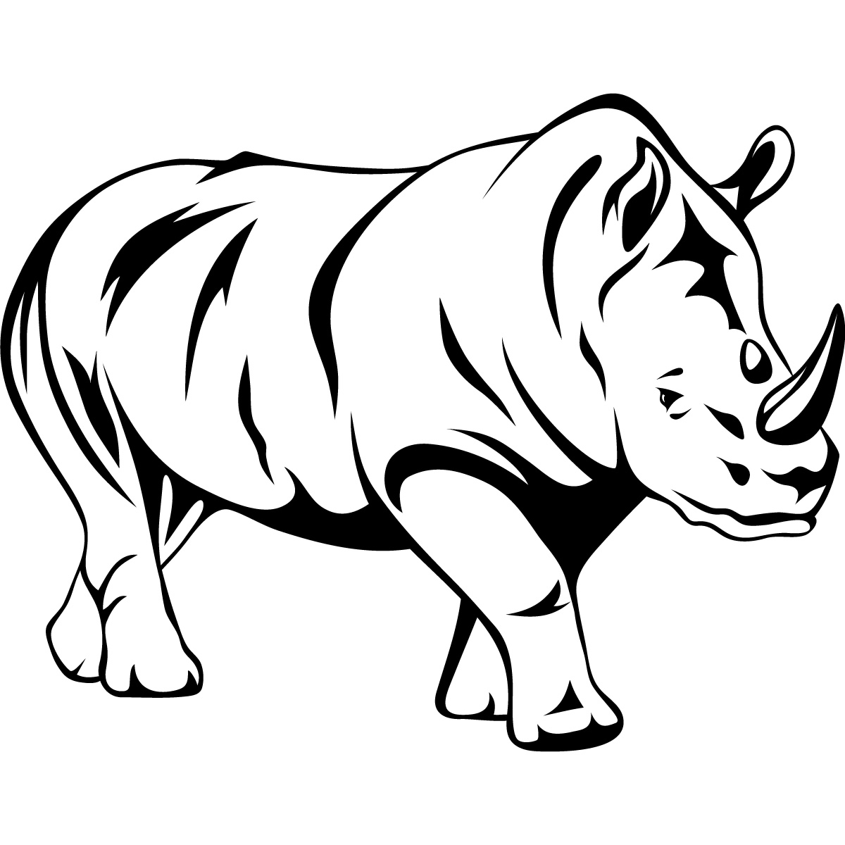 Rhinoceros Side View Outline Animals Wall Decal Wall Art Sticker ...