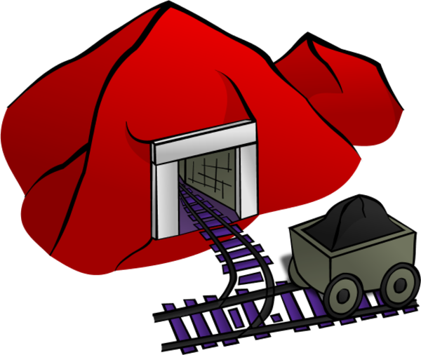 mountain coal mine with railroad - vector Clip Art