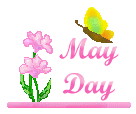May Day clip art of flowers and May poles plus butterflies and ...