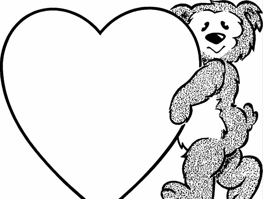 Printable valentines-day-heart-bear - Coloringpagebook.