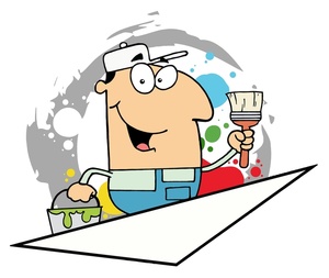 Painting Clipart Image - House Painter at Work
