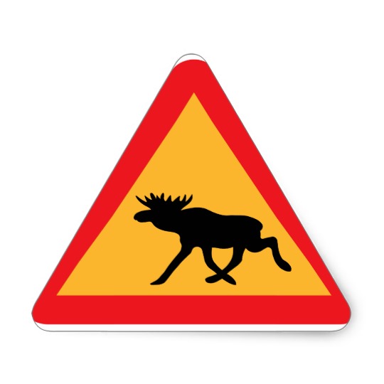 Caution Moose Swedish Traffic Sign Triangle Sticker | Zazzle