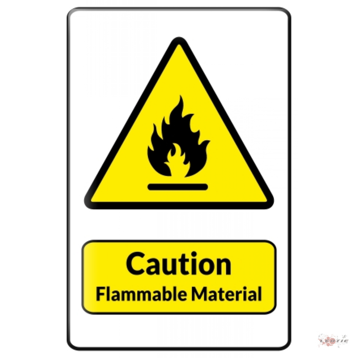 Tin Sign Warning Sign Caution Flammable material fire symbol in black