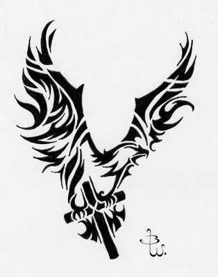 Tribal Angel Wings Cross Tattoo | Tattoobite.com