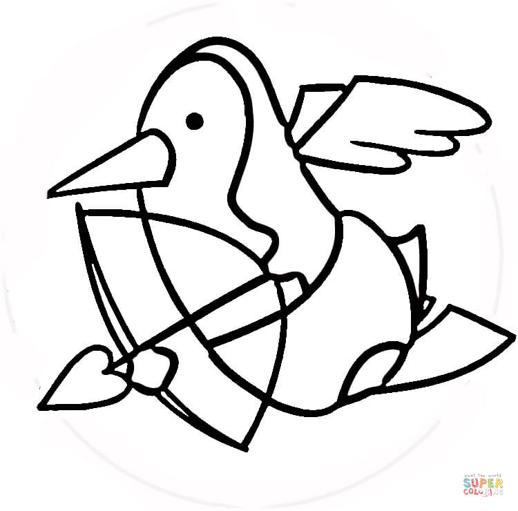 Penguin the Cupid coloring page | Free Printable Coloring Pages