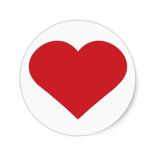 Simple Red Heart Round Stickers from Zazzle.