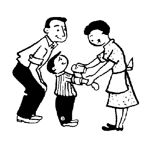 family cartoon clip art black and white