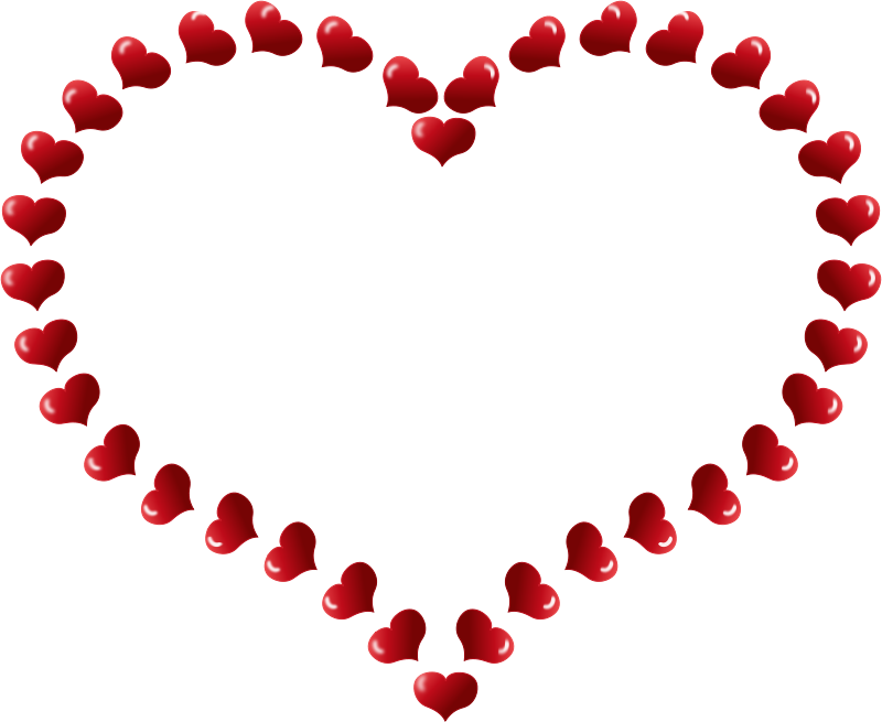 Clipart - Red Heart Shaped Border with Little Hearts