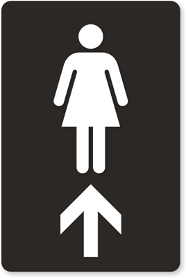 Women Restroom Engraved Sign With Up Arrow - Bathroom Sign, SKU - SE-