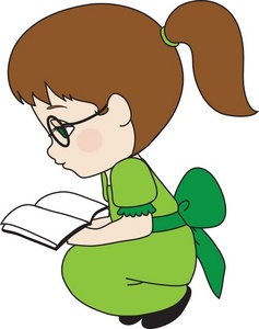 Reading Clipart Image - Girl Child Reading Book