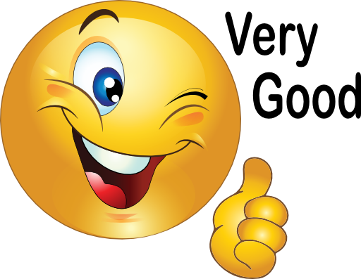 Very good! - Winking smiley face with thumbs up