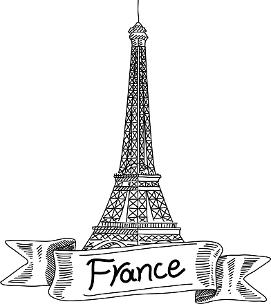 Eiffel Tower Black And White Drawings Clip Art, Vector Images ...