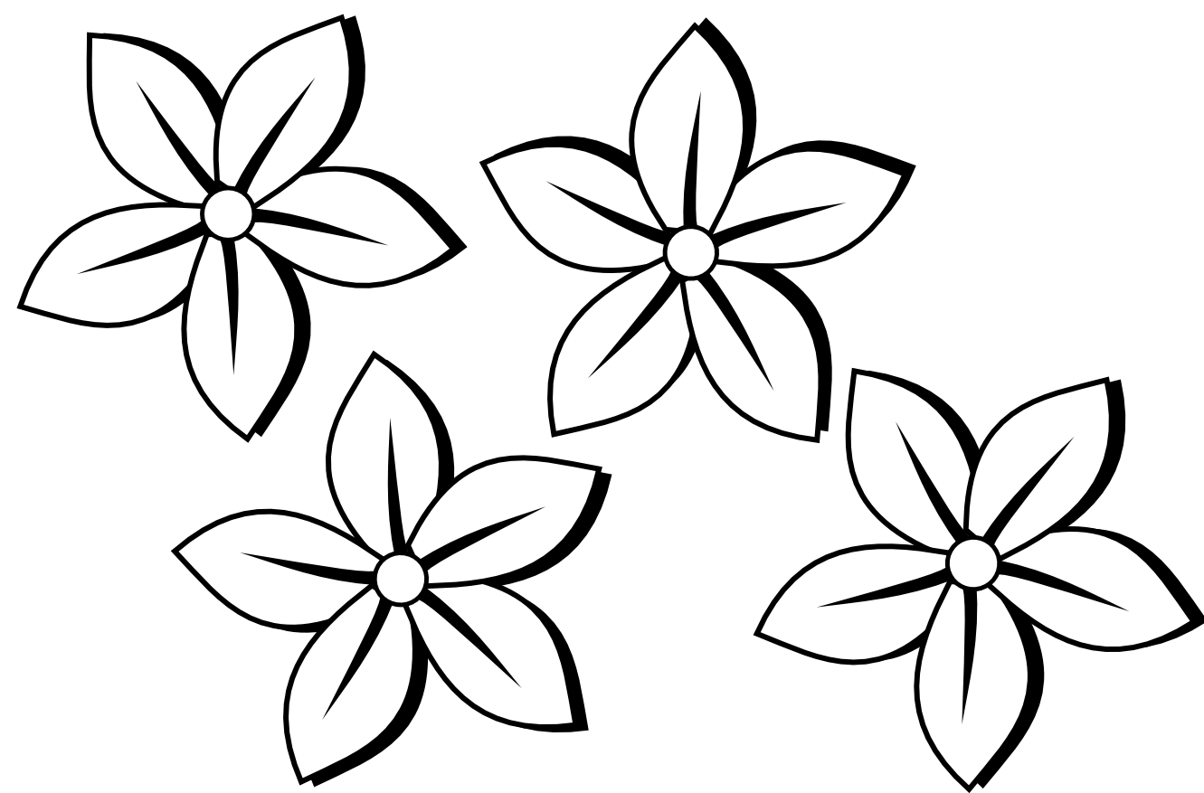 Line drawing flowers clip art