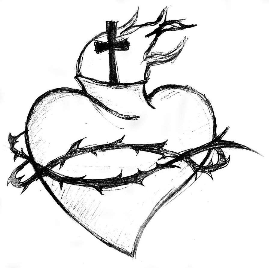 Best Sketch Drawing By Famous Artists Of Absrtact Sacred Heart for Beginner