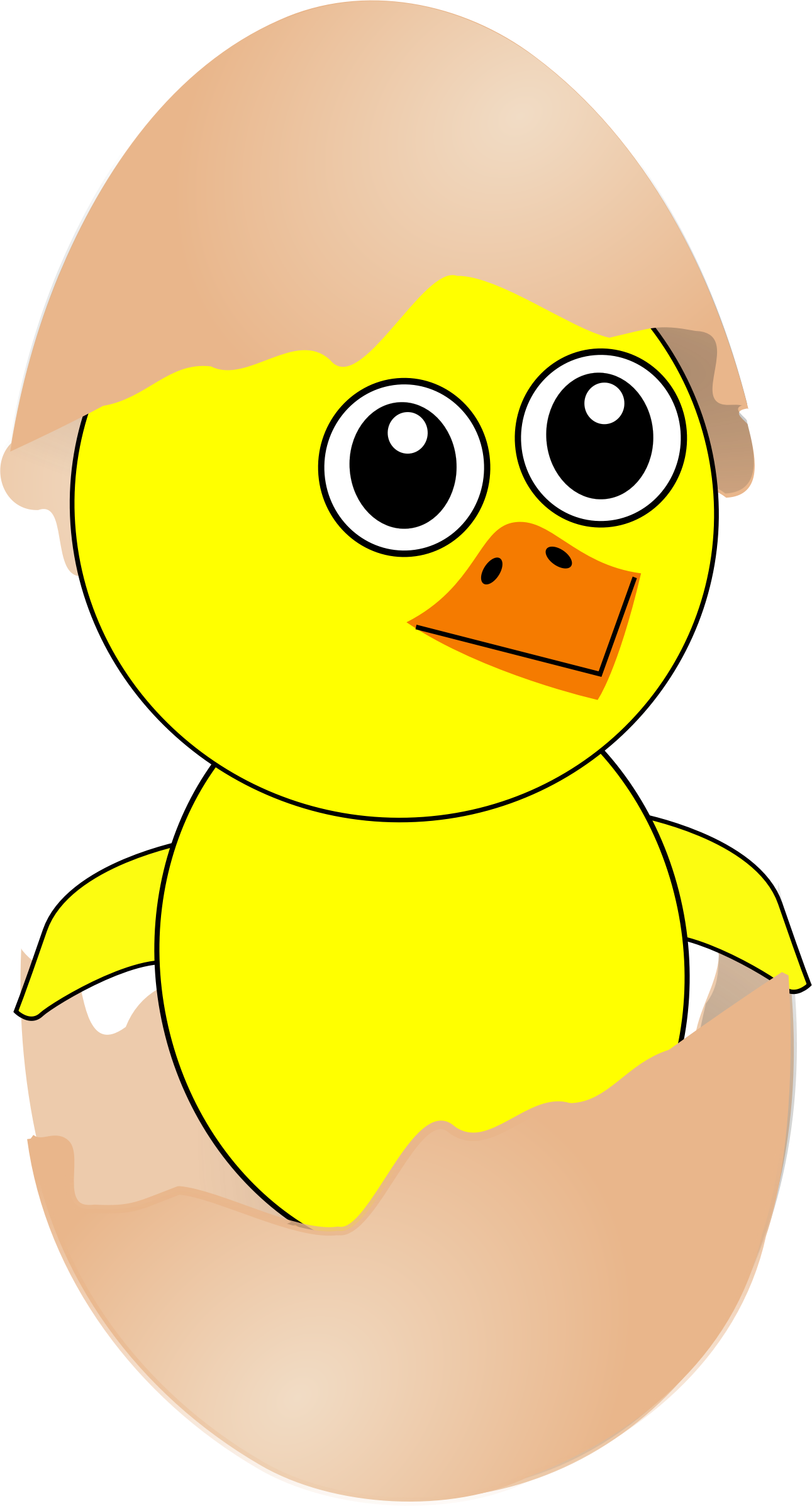 Clipart - Funny Chick Cartoon Newborn Coming Out from the Egg with ...