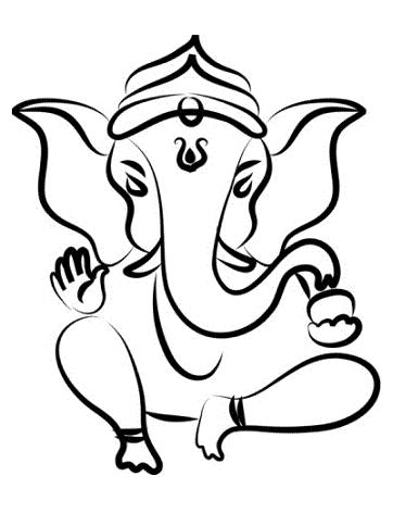 Ganesha Black And White Drawing