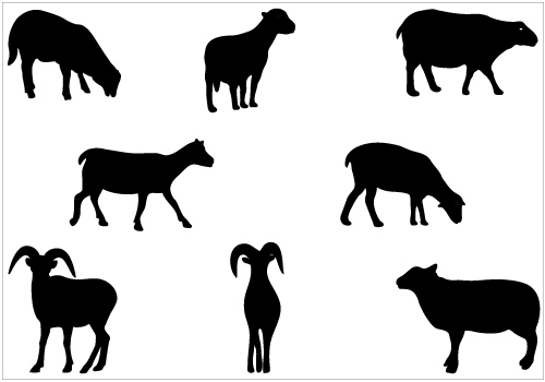 Sheep silhouette vector clip art pack