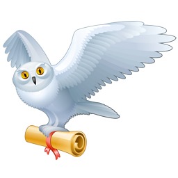 White Owl Carrying Scroll Icon, PNG ClipArt Image
