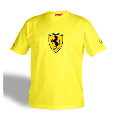 Ferrari T-Shirt with large Ferrari shield - Yellow (