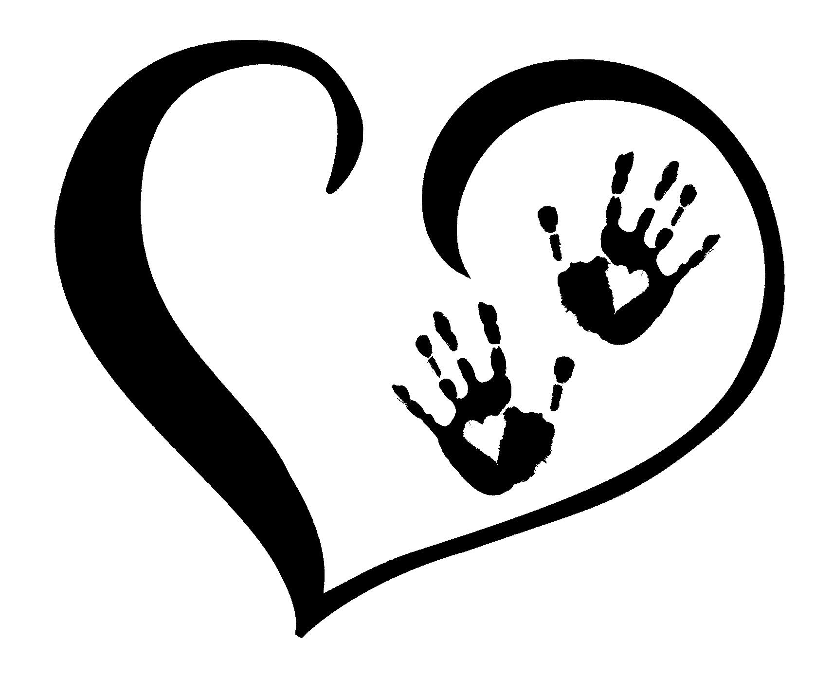 Hand print clipart black and white