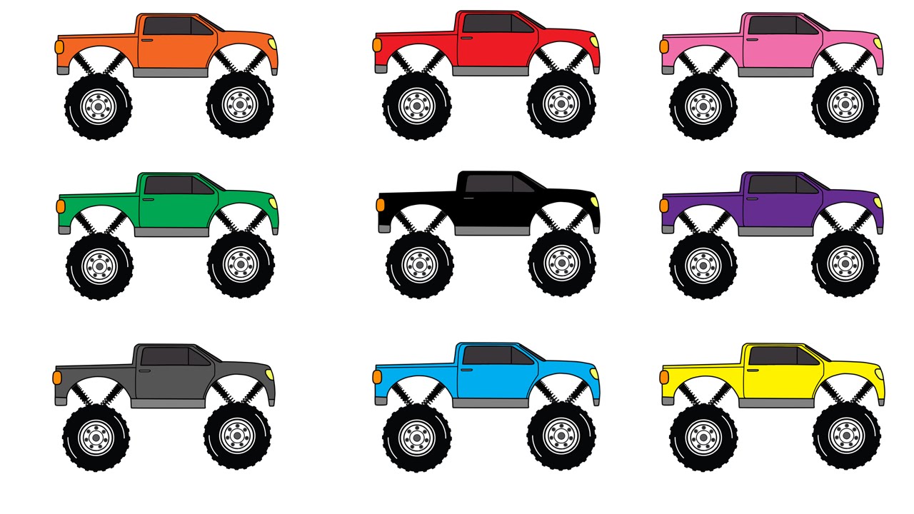 Learning Colors with Monster Trucks. Cars Crusher. CARTOON for ...