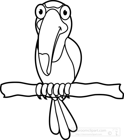 Animals : toucan-bird-black-white-outline : Classroom Clipart