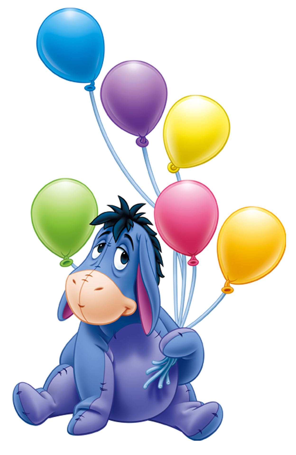 Eeyore with Balloons PNG Transparent Cartoon
