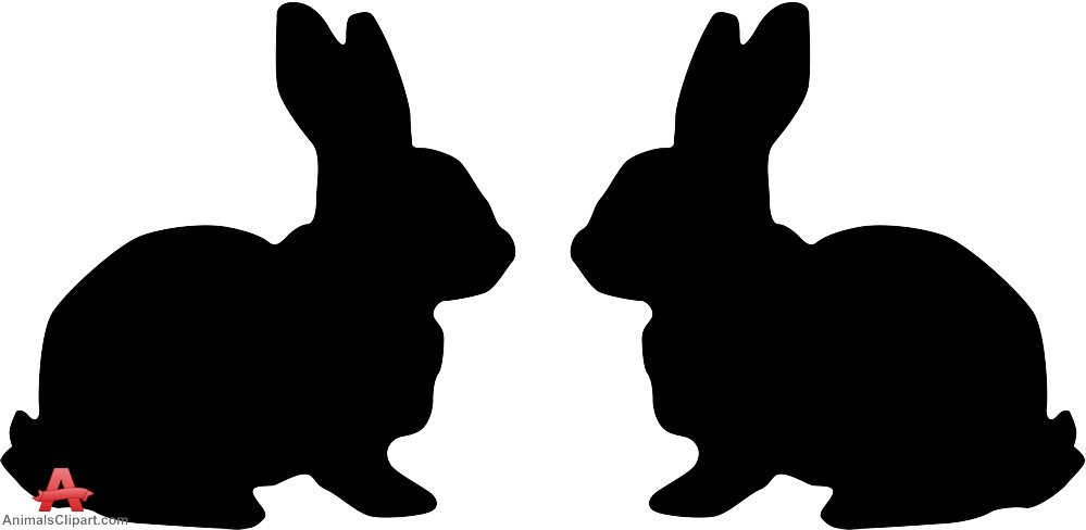 Two rabbit clipart silhouette