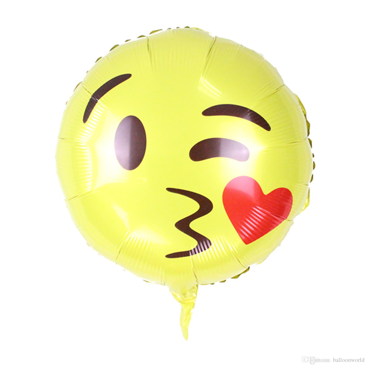 New Fashion 18inch Round Foil Balloon Smile Kiss Face Emoji For ...