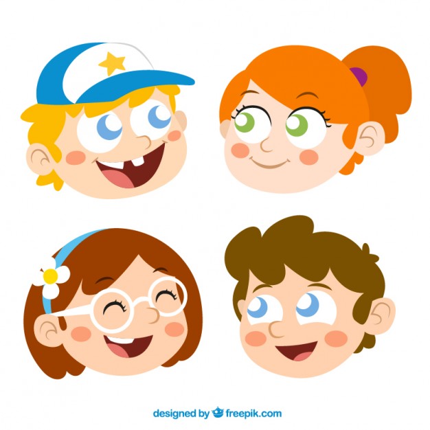 Boys and girls cartoon heads Vector | Free Download