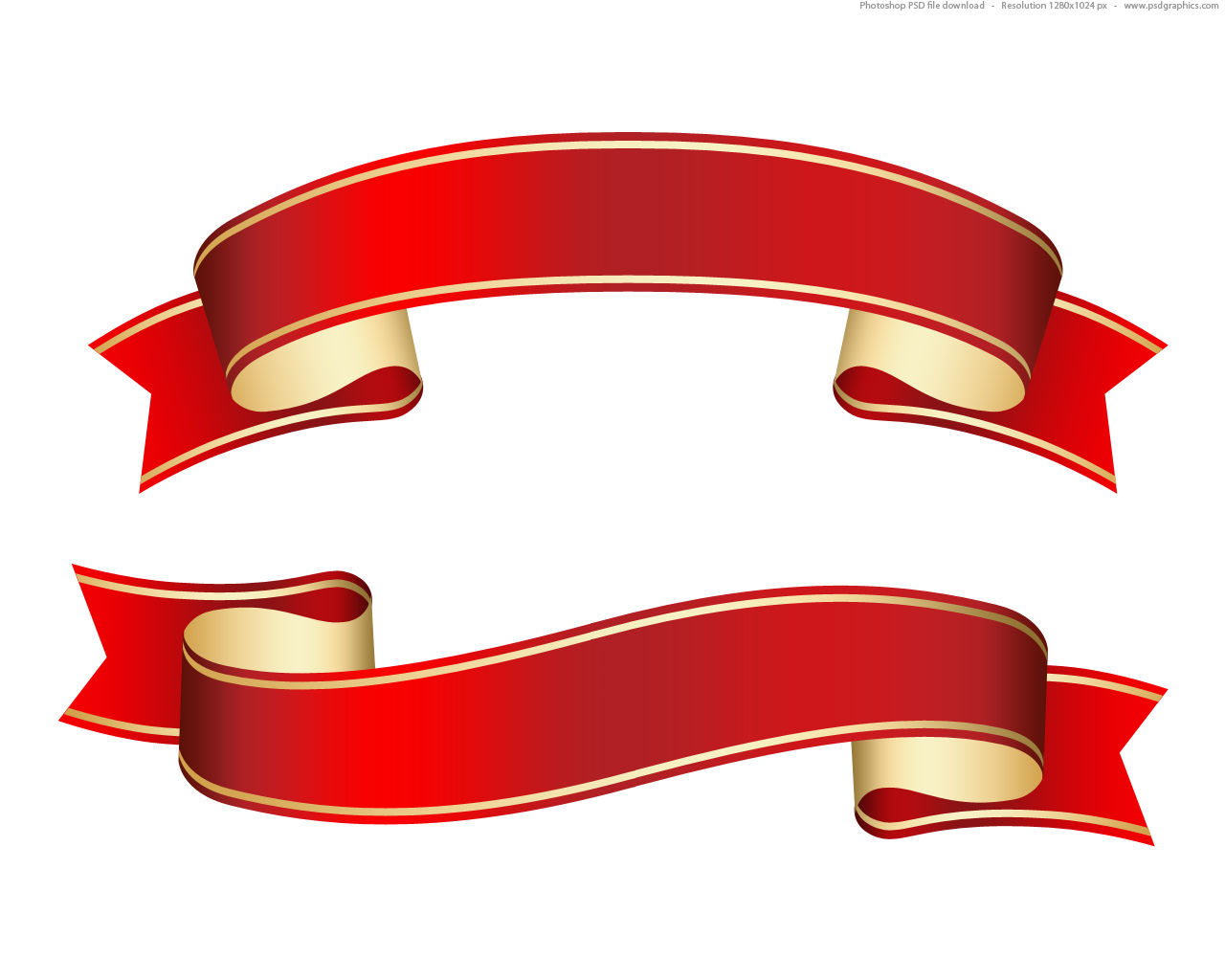 Red ribbons set (PSD) | PSDGraphics