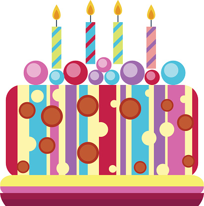 Round Birthday Cake Clip Art, Vector Images & Illustrations