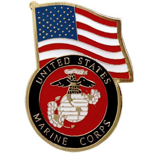 USMC United States Flag with Marine Corps Emblem Lapel Pin – Vanguard