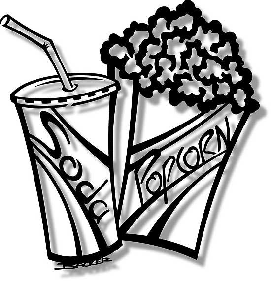 Free Popcorn Pieces Clipart Black and White Image - 7350, Popcorn ...