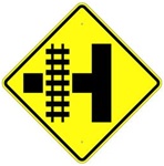 ROAD NARROWS, Traffic Sign