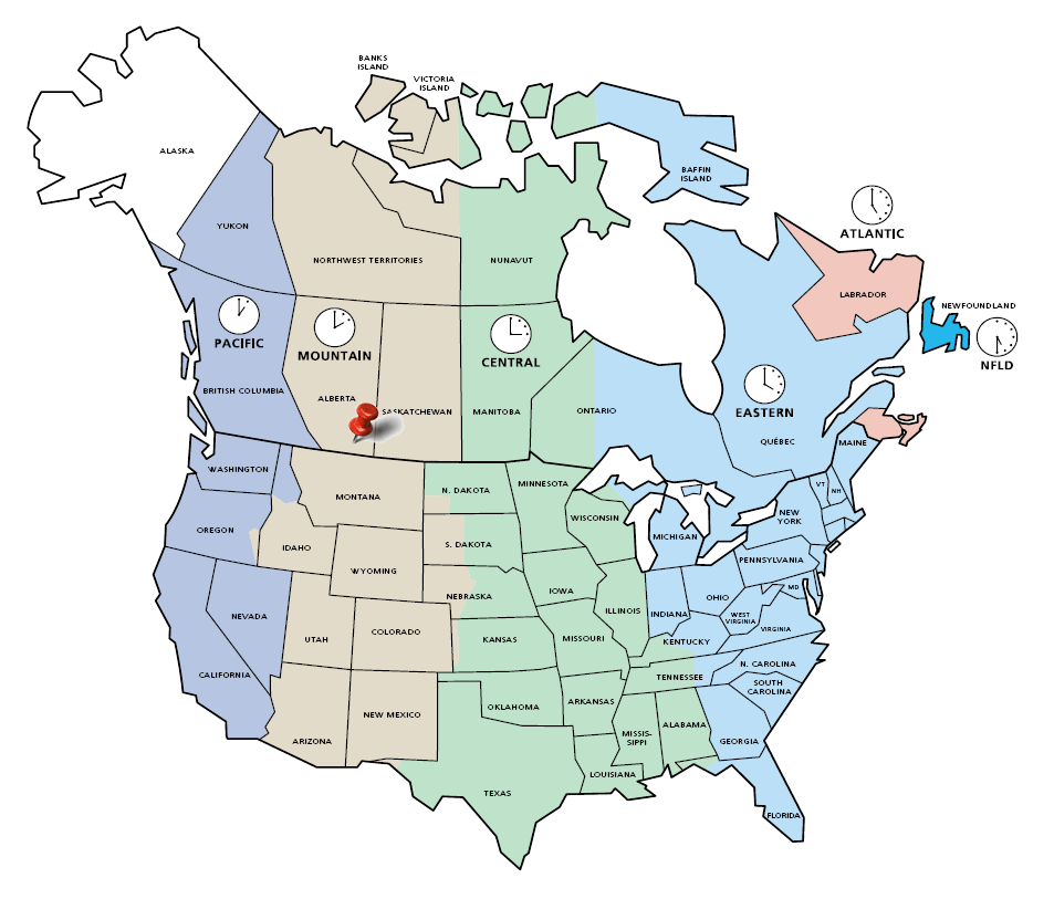 time zones canada