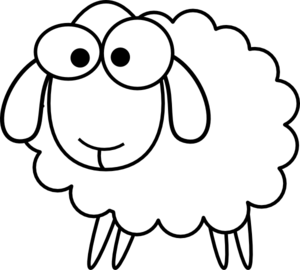 Sheep cartoon clipart black and white