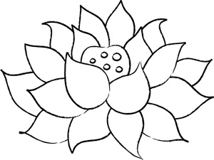 Lotus Clipart Image - Coloring Page of a Lotus Flower