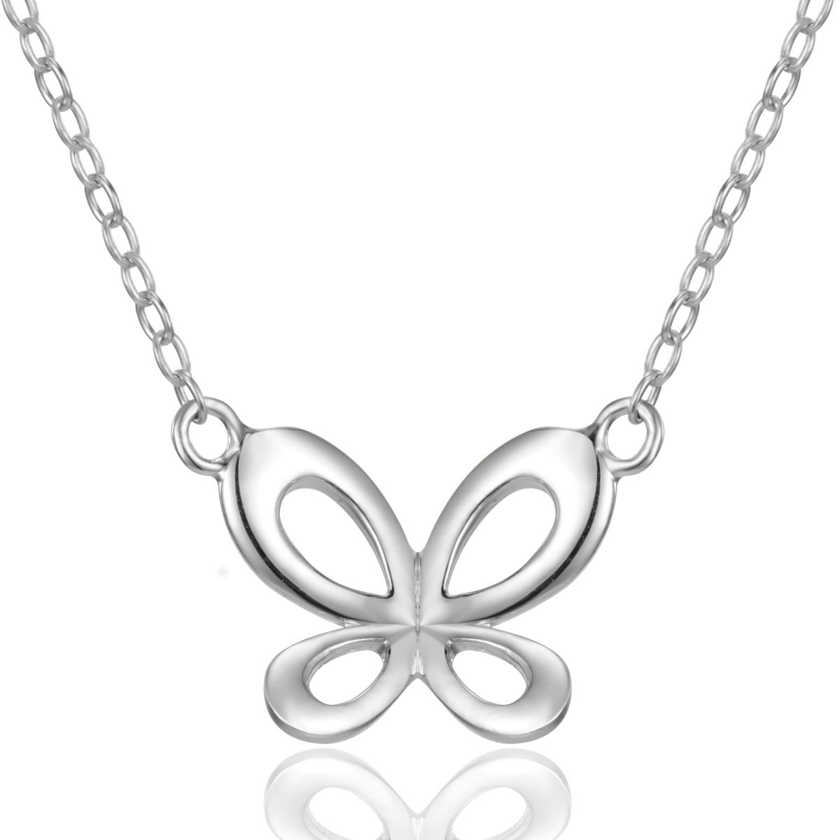Sterling Silver Outline Butterfly Wings Necklace | Joolwe.com ...