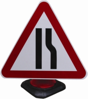 Road Cone Signs :: 750mm Cone Sign Road Narrows Right