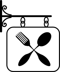 Restaurant Clipart Image - Restaurant Sign Featuring a Fork and Spoon