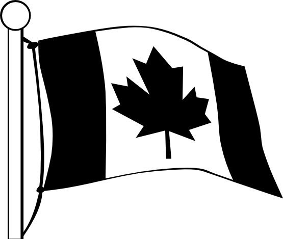 Canada Flag Flying Black White Line Art Coloring Book Colouring ...