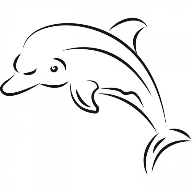 Dolphin Outline Wall Sticker Sea Wall Art