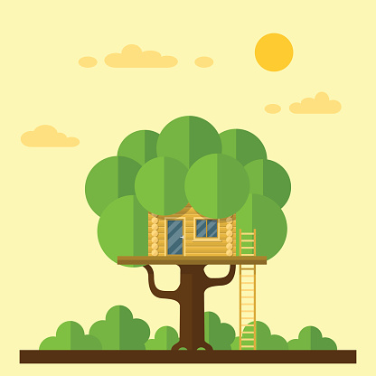 Tree House Cartoon Clip Art, Vector Images & Illustrations