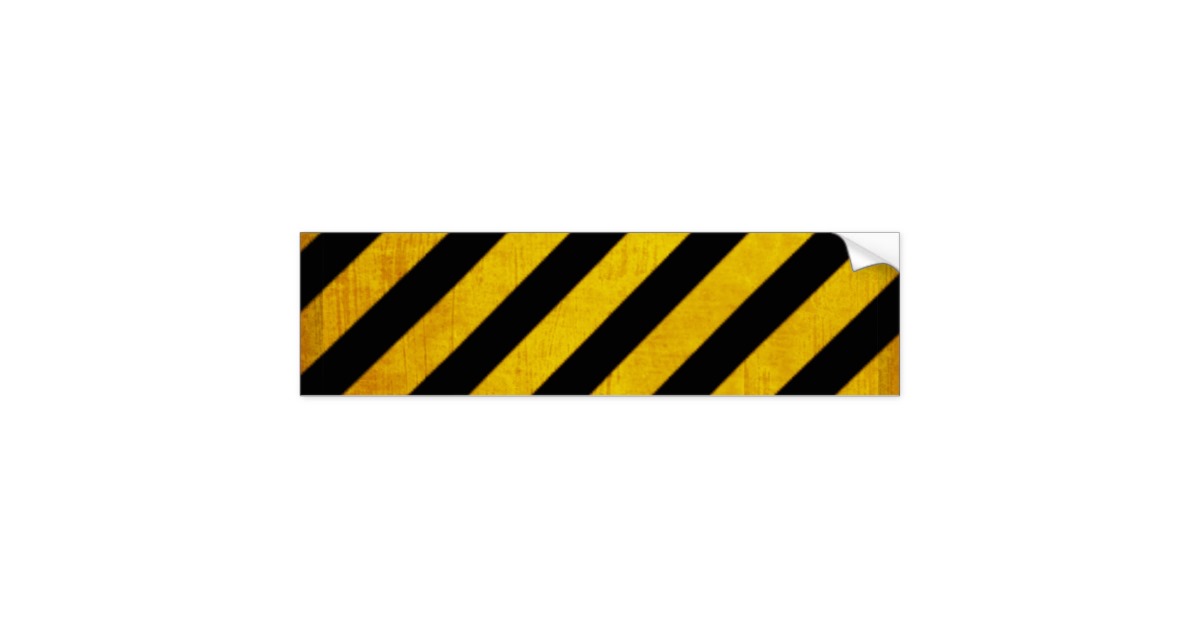 Grunge hazard stripe bumper sticker | Zazzle
