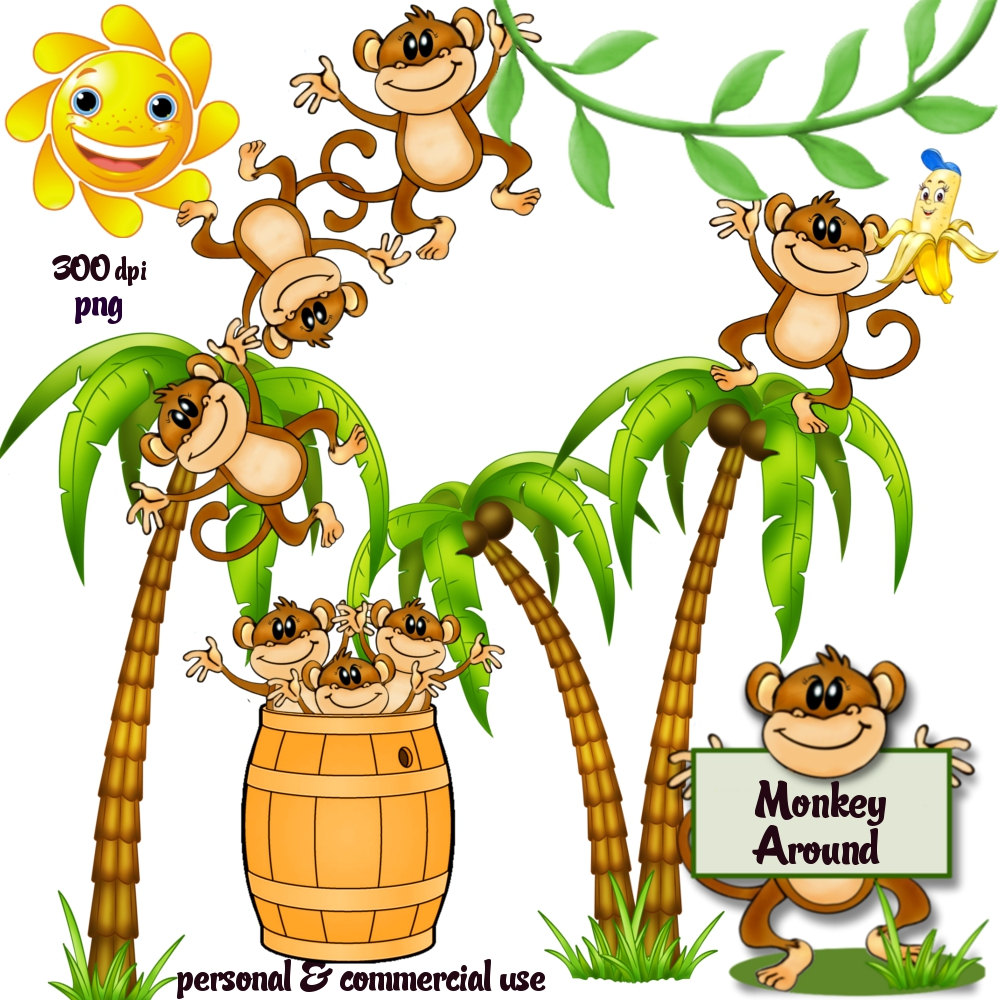 Monkey In Tree Clipart