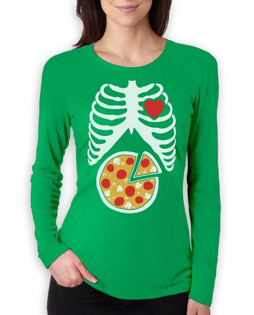 Skeleton Pizza XRay Ribcage - Pizza lover Gift Idea Women Long ...