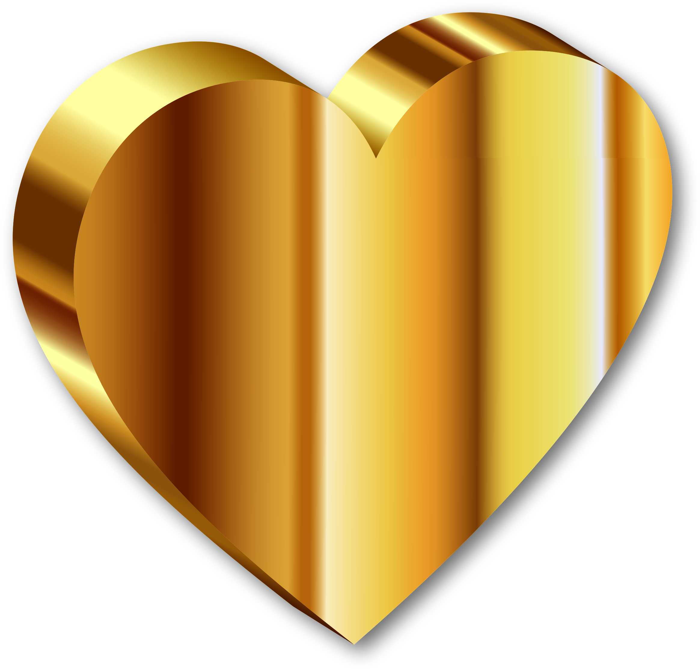 Clipart - 3D Heart Of Gold Deeper Color With Shadow